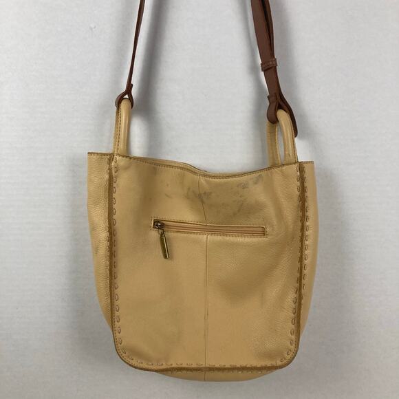 The Sak Los Feliz Crossbody Leather Bag Butter Yellow Buttercup Slouch Hobo Flaw - Picture 5 of 16